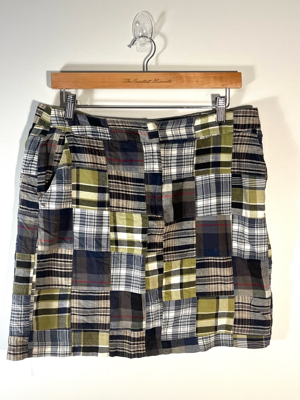Cambridge Dry Goods Old Money Madras Cotton Patchwork Plaid Mini Skirt 10